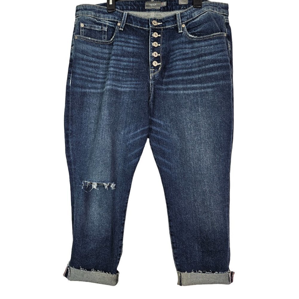 NWT TORRID Destructed Knee Distressed Button Fly Raw Hem Jean 18S 14589345 - Picture 1 of 13